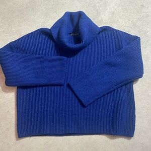 Banana Republic Chunky Ribbed Knit Turtleneck Sweater Blue Boxy Women's Large